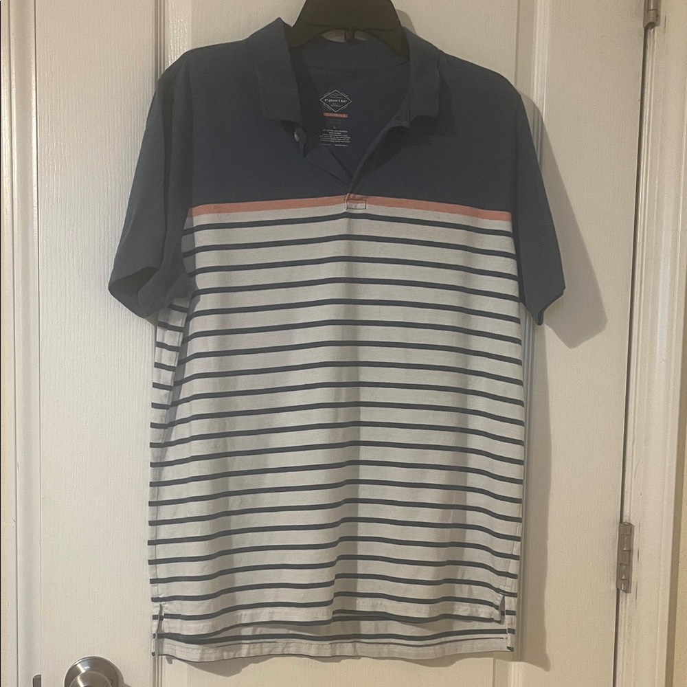 Pink, Blue and White Short Sleeve Polo Top